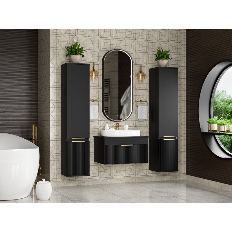 Тумба под раковину Brevita Enfida 70 подвесная 1 ящ. / ENF-06070-0241Я черная матовая эмаль