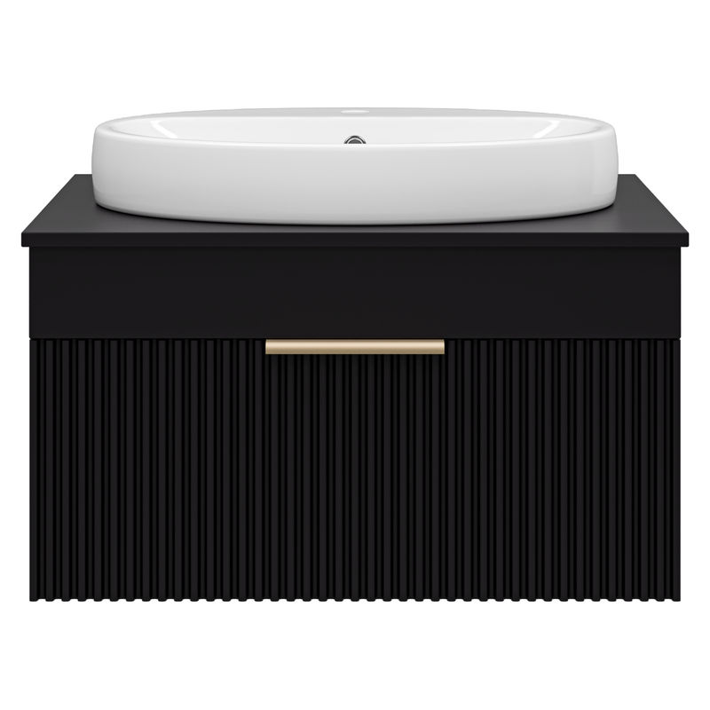 Тумба под раковину Brevita Enfida 70 подвесная 1 ящ. / ENF-06070-0241Я черная матовая эмаль