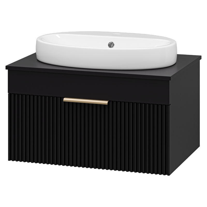 Тумба под раковину Brevita Enfida 70 подвесная 1 ящ. / ENF-06070-0241Я черная матовая эмаль