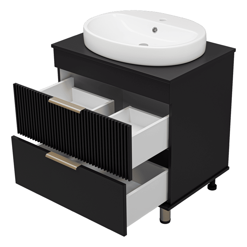 ENFIDA - 70 Тумба напольная 2 ящ., черная матовая эмаль