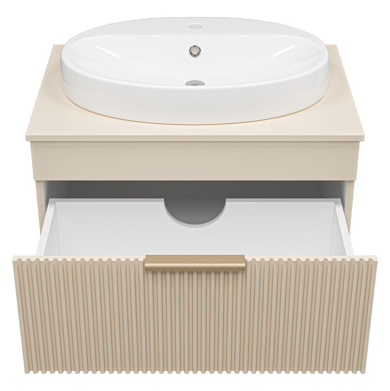 Тумба под раковину Brevita Enfida 70 подвесная 1 ящ. / ENF-06070-0341Я бежевая матовая эмаль