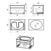 Тумба под раковину Brevita Enfida 70 подвесная 1 ящ. / ENF-06070-0341Я бежевая матовая эмаль — 6