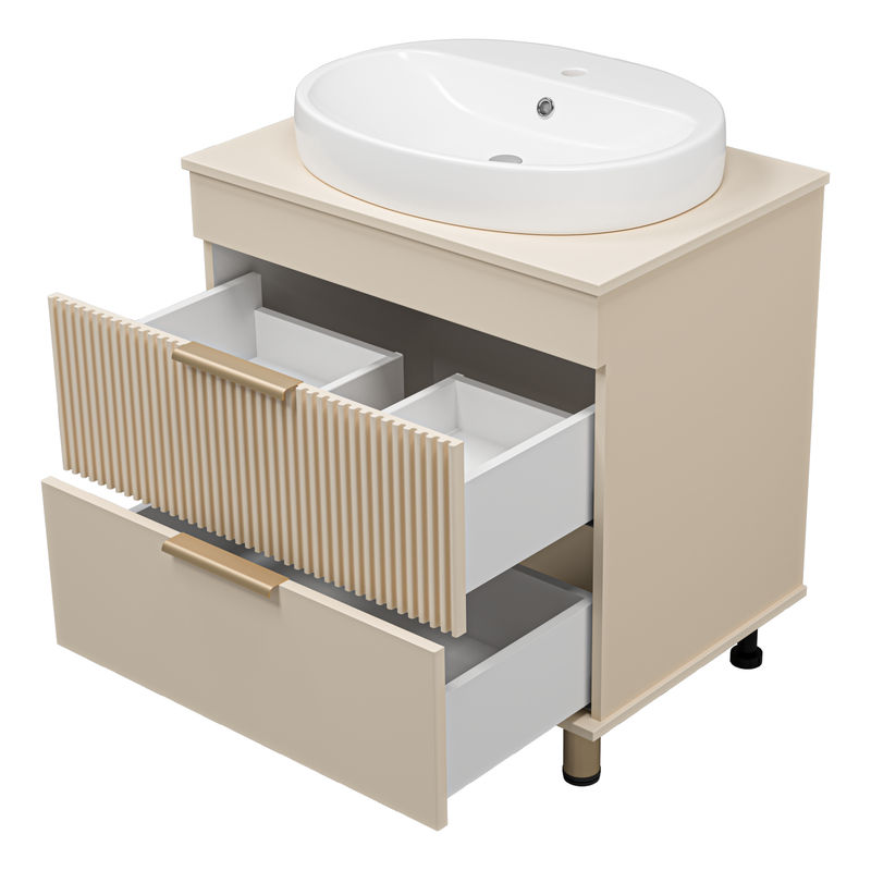 Тумба под раковину Brevita Enfida 70 напольная 2 ящ. / ENF-06070-0342Я бежевая матовая эмаль