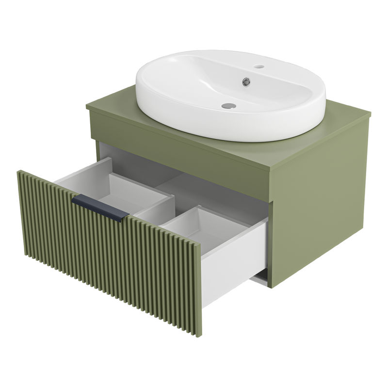 Тумба под раковину Brevita Enfida 70 подвесная 1 ящ. / ENF-06070-0841Я зеленая матовая эмаль