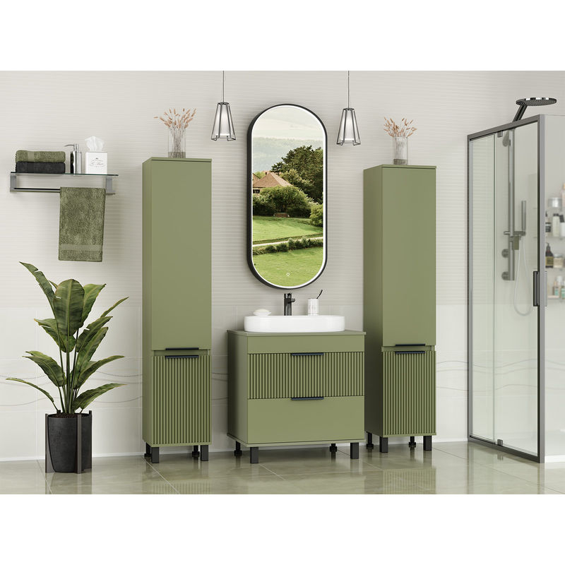 Тумба под раковину Brevita Enfida 70 напольная 2 ящ. / ENF-06070-0842Я зеленая матовая эмаль