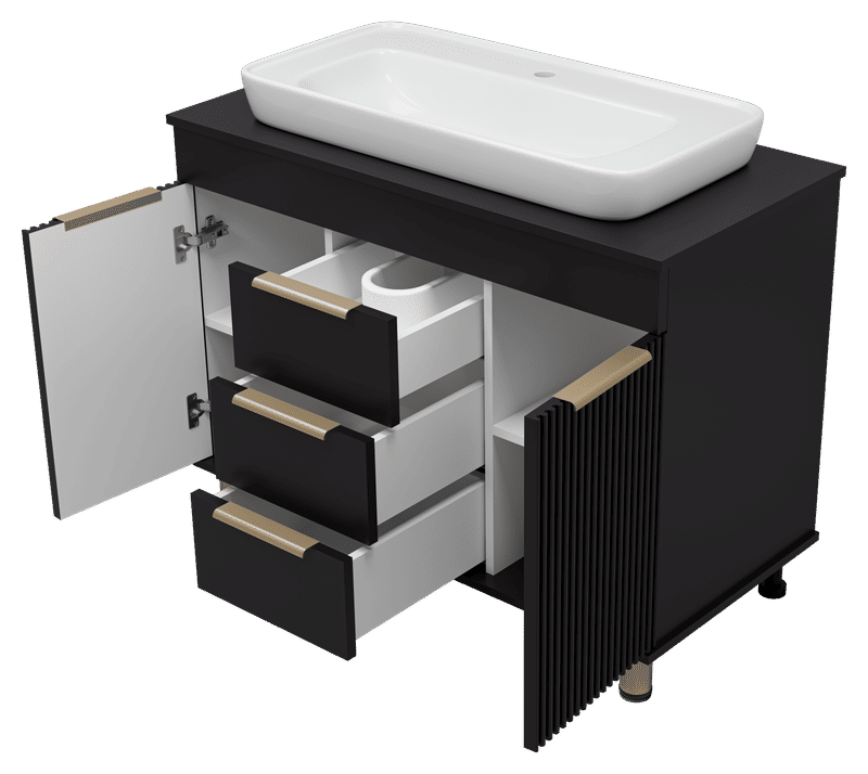 ENFIDA - 100 Тумба напольная 3 ящ., черная матовая эмаль