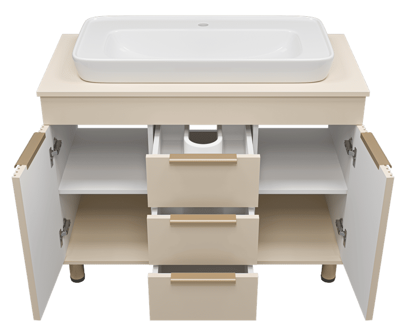 ENFIDA - 100 Тумба напольная 3 ящ., бежевая матовая эмаль