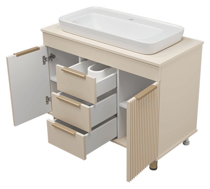 ENFIDA - 100 Тумба напольная 3 ящ., бежевая матовая эмаль