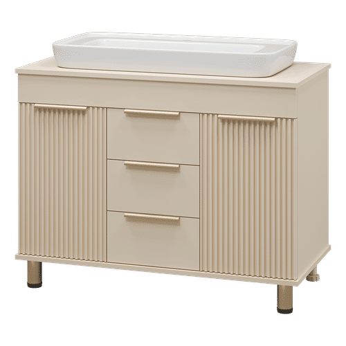 Тумба под раковину Brevita Enfida 100 напольная 3 ящ. / ENF-06100-0343Я бежевая матовая эмаль