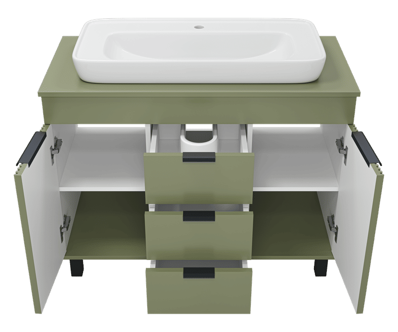 ENFIDA - 100 Тумба напольная 3 ящ., зелёная матовая эмаль