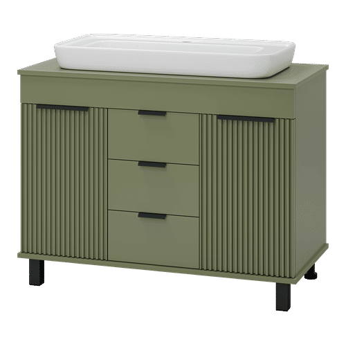 Тумба под раковину Brevita Enfida 100 напольная 3 ящ. / ENF-06100-0843Я зеленая матовая эмаль