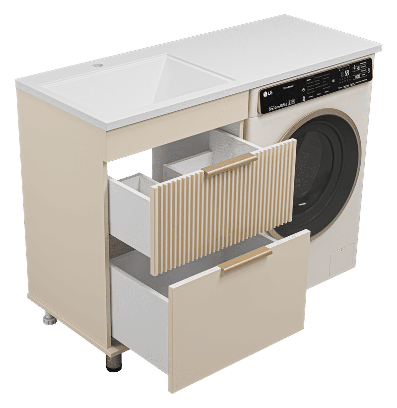 ENFIDA - 60 Тумба напольная 2 ящ. под стиральную машину, бежевая матовая эмаль