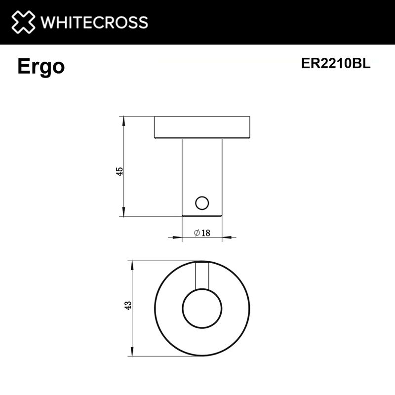 Крючок для ванной WHITECROSS Ergo ER2210BL (черный мат)