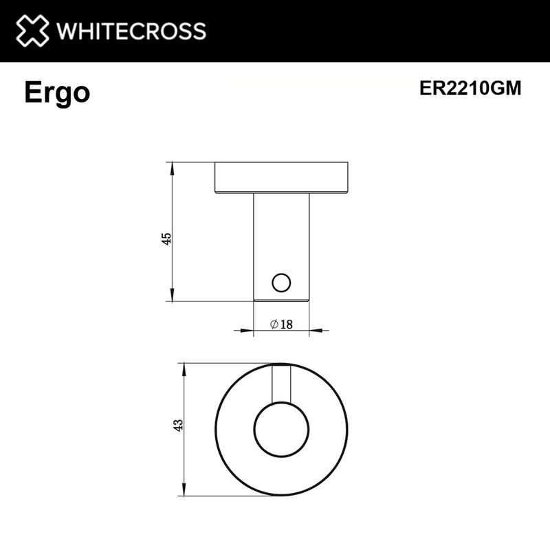 Крючок для ванной WHITECROSS Ergo ER2210GM (оружейная сталь)