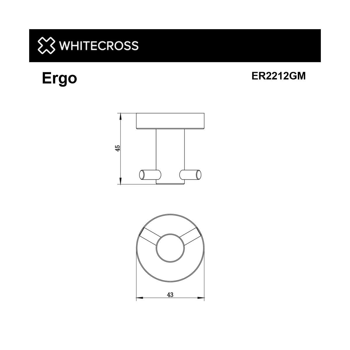 Крючок двойной WHITECROSS Ergo ER2212GM (оружейная сталь)