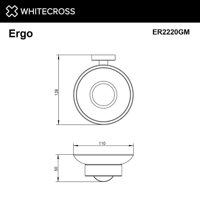 Мыльница подвесная WHITECROSS Ergo ER2220GM (оружейная сталь)