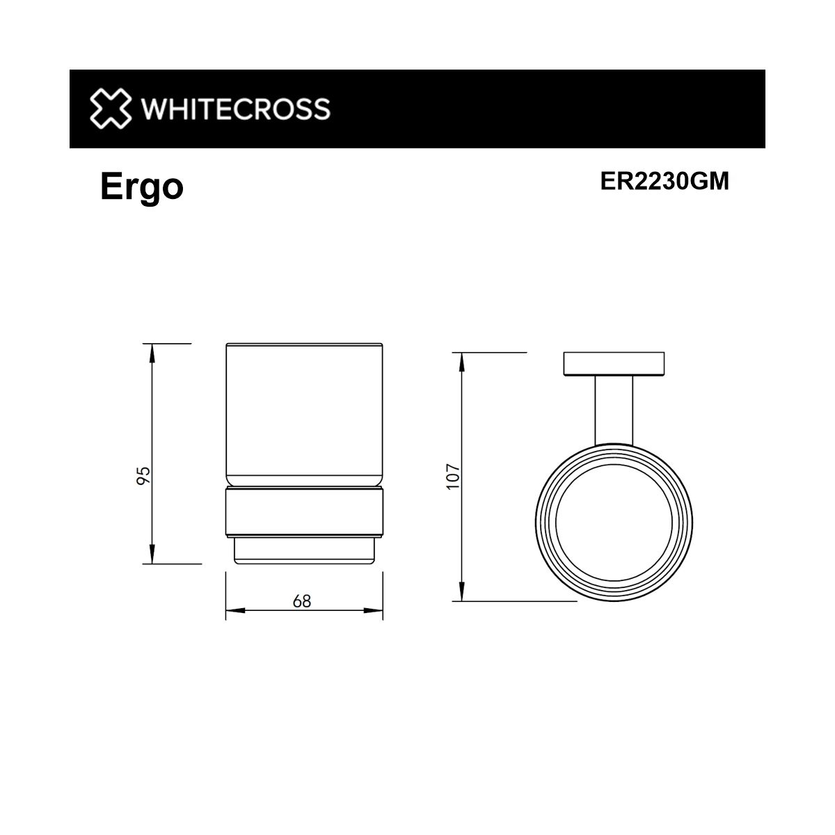 Стакан подвесной WHITECROSS Ergo ER2230GM (оружейная сталь)