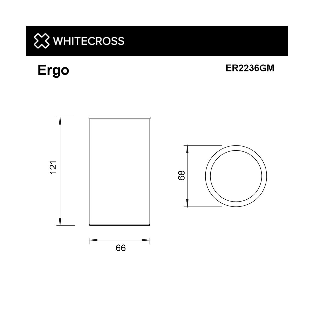 Стакан настольный WHITECROSS Ergo ER2236GM (оружейная сталь)