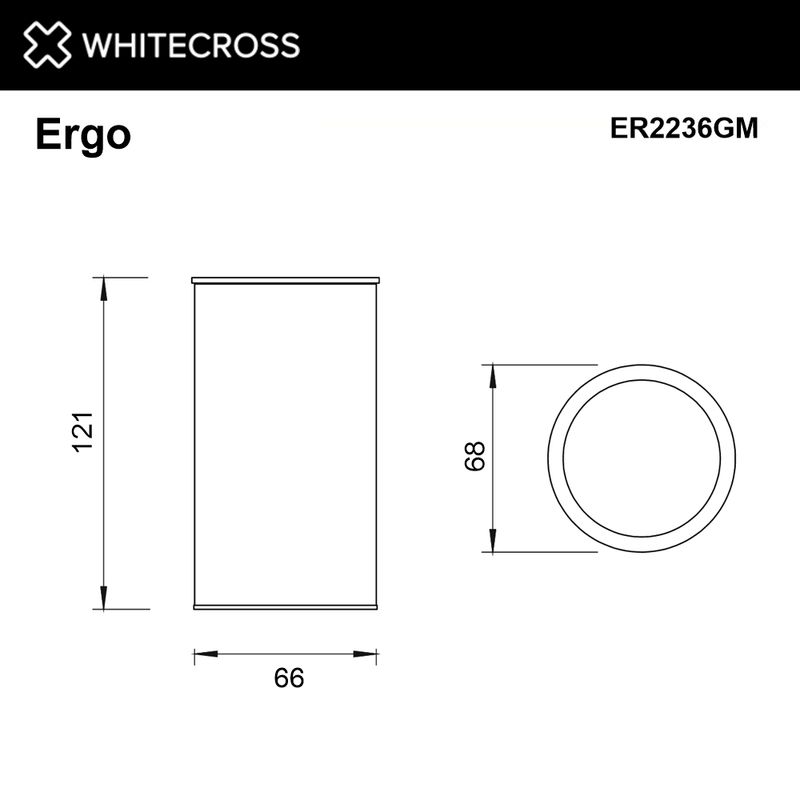 Стакан для зубных щеток WHITECROSS Ergo ER2236GM настольный (оружейная сталь)