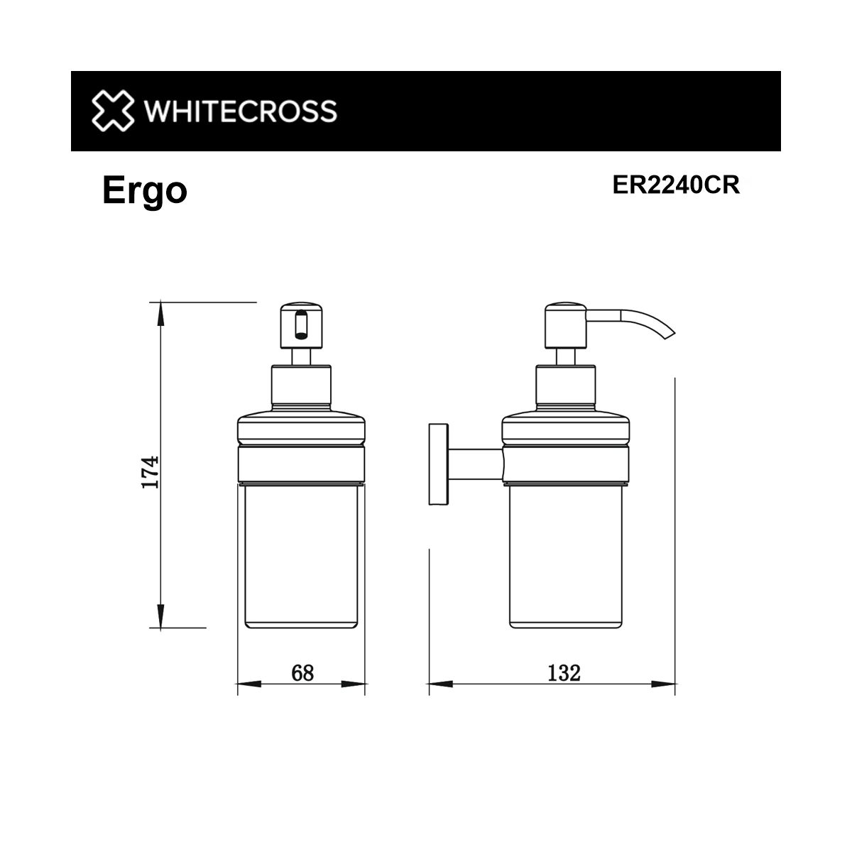Дозатор для жидкого мыла подвесной WHITECROSS Ergo ER2240CR (хром)