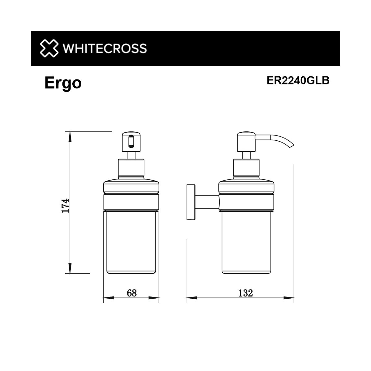 Дозатор для жидкого мыла подвесной WHITECROSS Ergo ER2240GLB (брашированное золото)