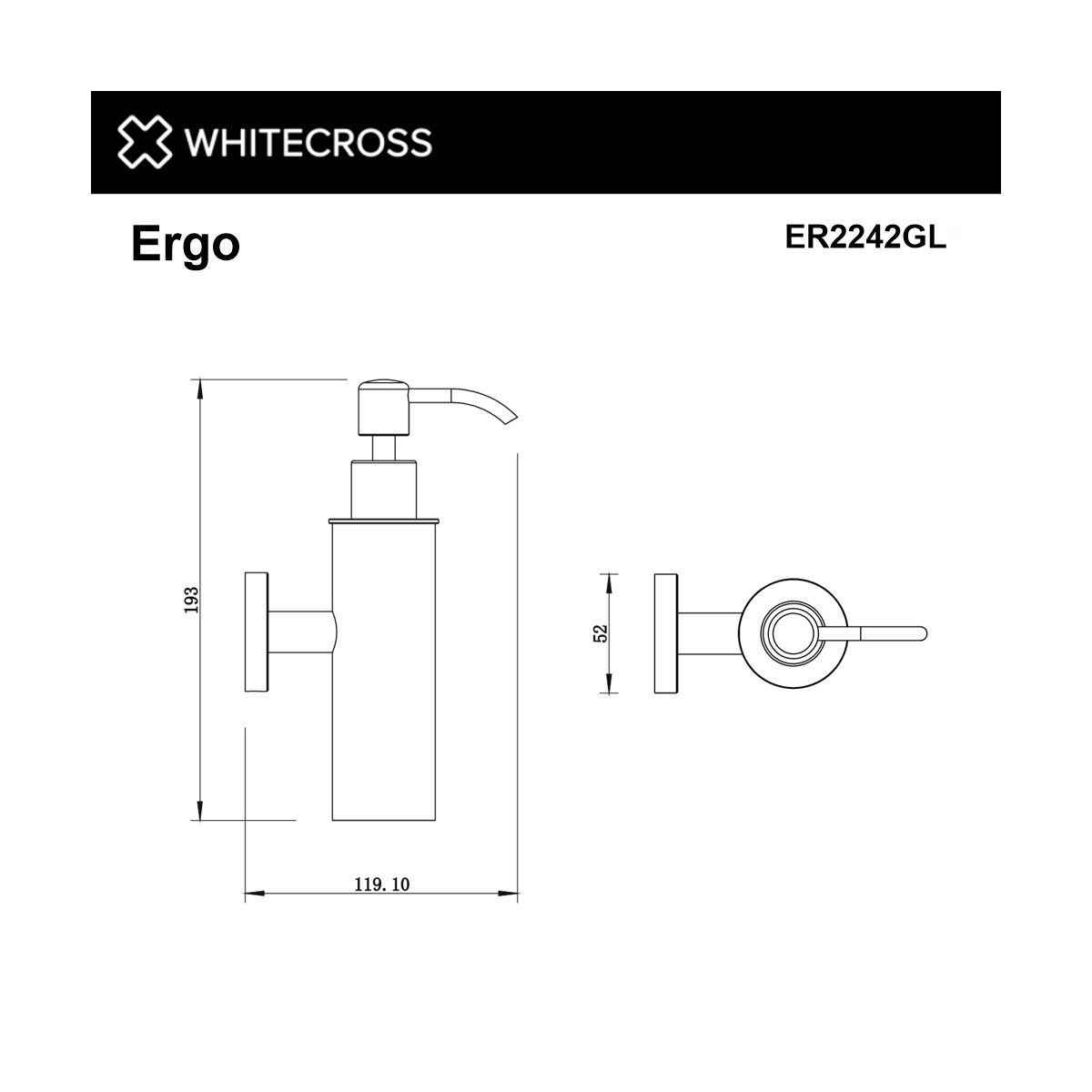 Дозатор для жидкого мыла подвесной WHITECROSS Ergo ER2242GL (золото)