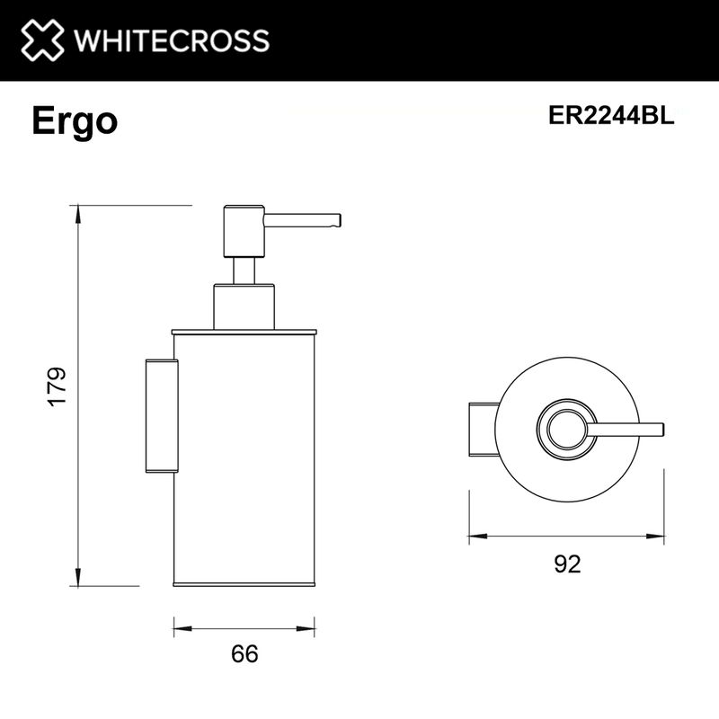 Дозатор для жидкого мыла WHITECROSS Ergo ER2244BL подвесной (черный матовый)