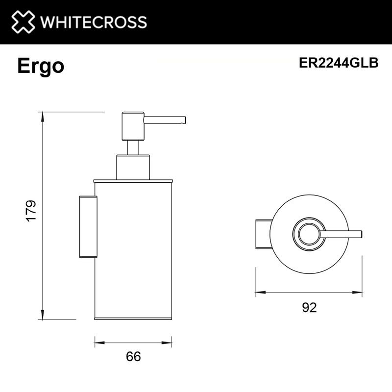 Дозатор для жидкого мыла WHITECROSS Ergo ER2244GLB подвесной (брашированное золото)