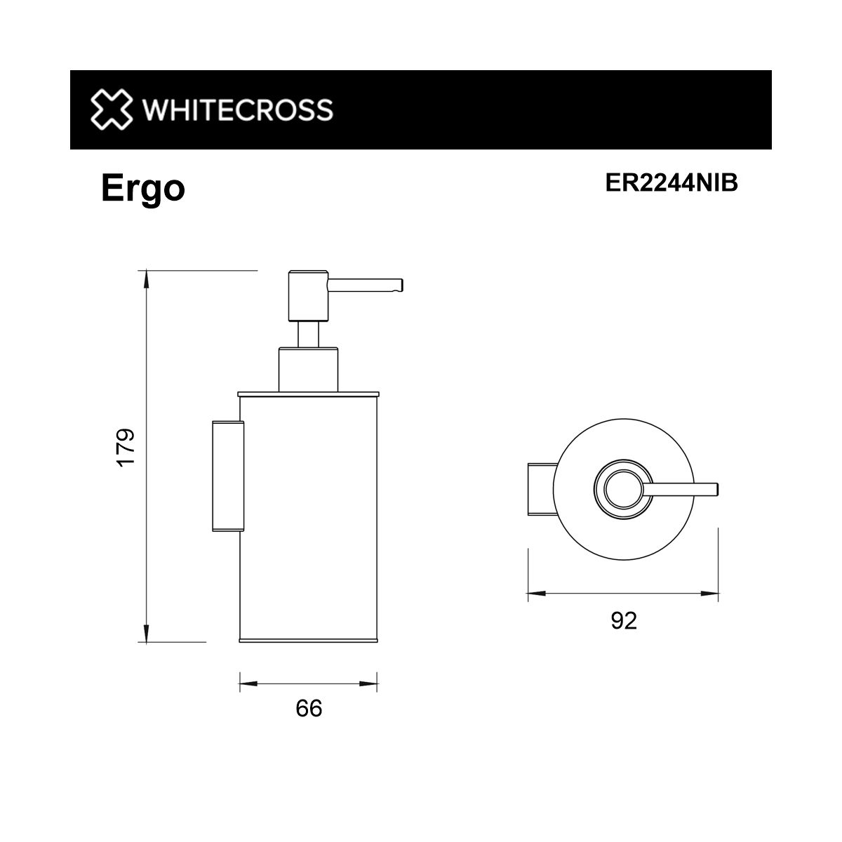Дозатор для жидкого мыла подвесной WHITECROSS Ergo ER2244NIB (брашированный никель)