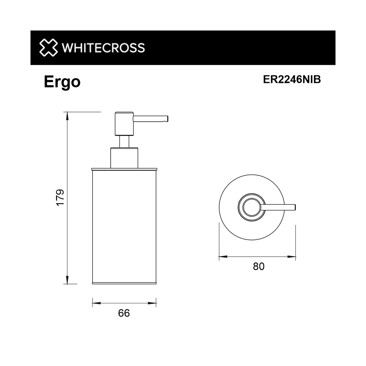 Дозатор для жидкого мыла настольный WHITECROSS Ergo ER2246NIB (брашированный никель)