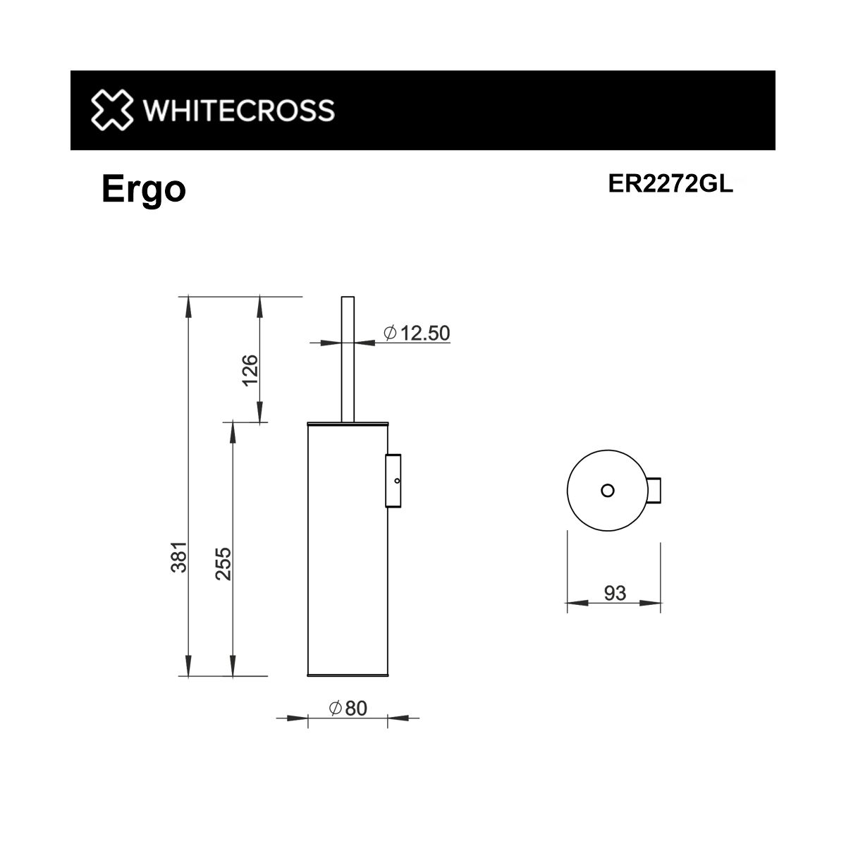 Ершик подвесной WHITECROSS Ergo ø80 мм ER2272GL (золото)