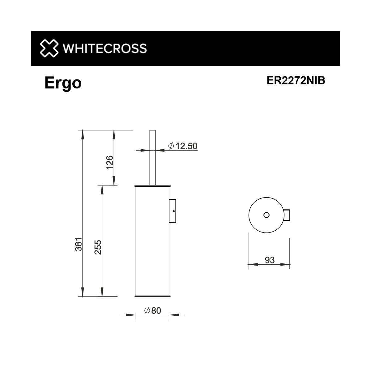 Ершик подвесной WHITECROSS Ergo ø80 мм ER2272NIB (брашированный никель)