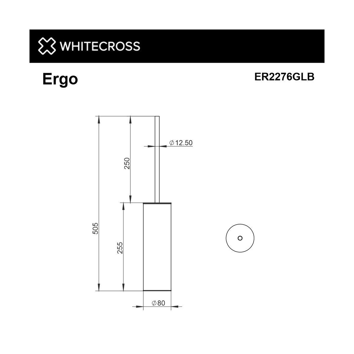 Ершик напольный WHITECROSS Ergo ø80 мм ER2276GLB (брашированное золото)