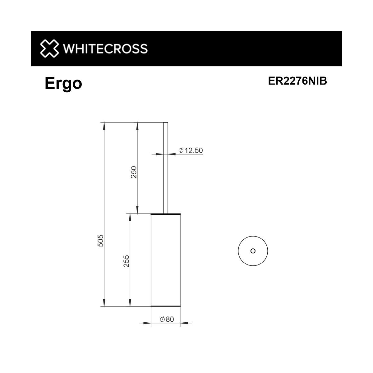 Ершик напольный WHITECROSS Ergo ø80 мм ER2276NIB (брашированный никель)