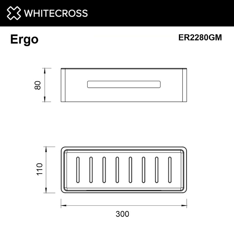 Полка для ванной WHITECROSS Ergo ER2280GM (оружейная сталь)