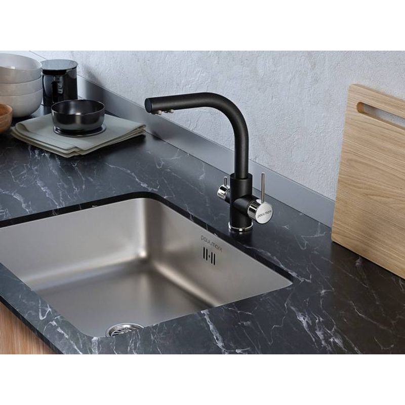 Смеситель для кухни Paulmark Essen Es213011-418(BLM) черный металлик