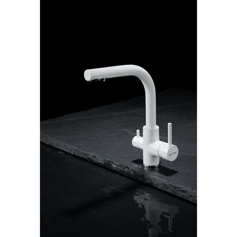 Смеситель для кухни Paulmark Essen Es213011-431TW(WH) белый матовый полностью