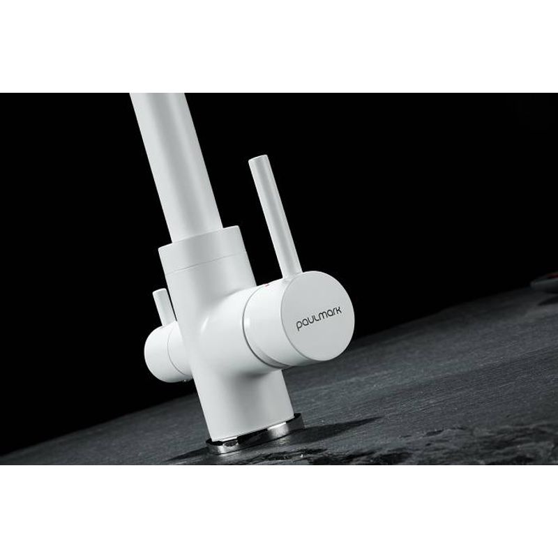 Смеситель для кухни Paulmark Essen Es213011-431TW(WH) белый матовый полностью