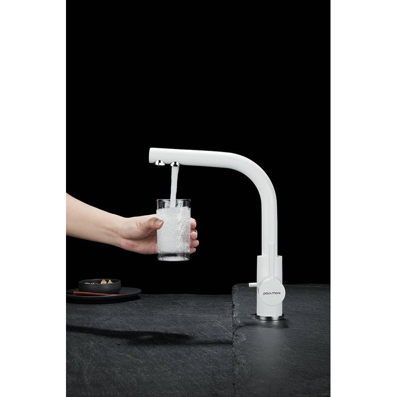 Смеситель для кухни Paulmark Essen Es213011-431TW(WH) белый матовый полностью