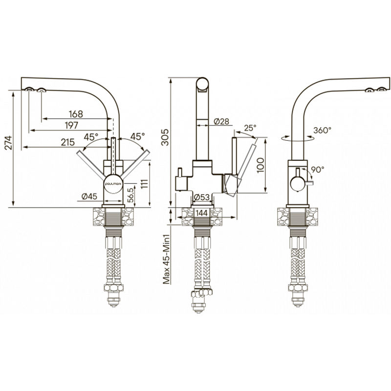 Смеситель для кухни Paulmark Essen Es213011-DG графит