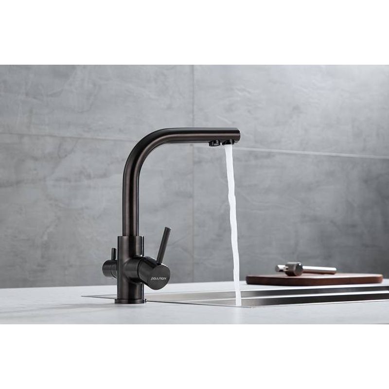 Смеситель для кухни Paulmark Essen Es213211-GM вороненая сталь