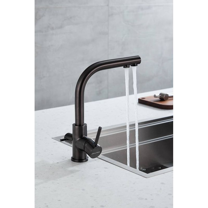 Смеситель для кухни Paulmark Essen Es213211-GM вороненая сталь