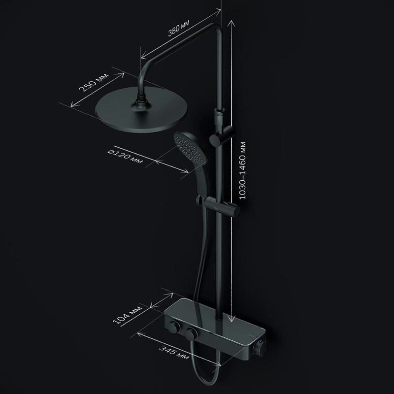 Душевая система AM.PM Inspire V2.0 F0750A422 черный матовый с термостатом