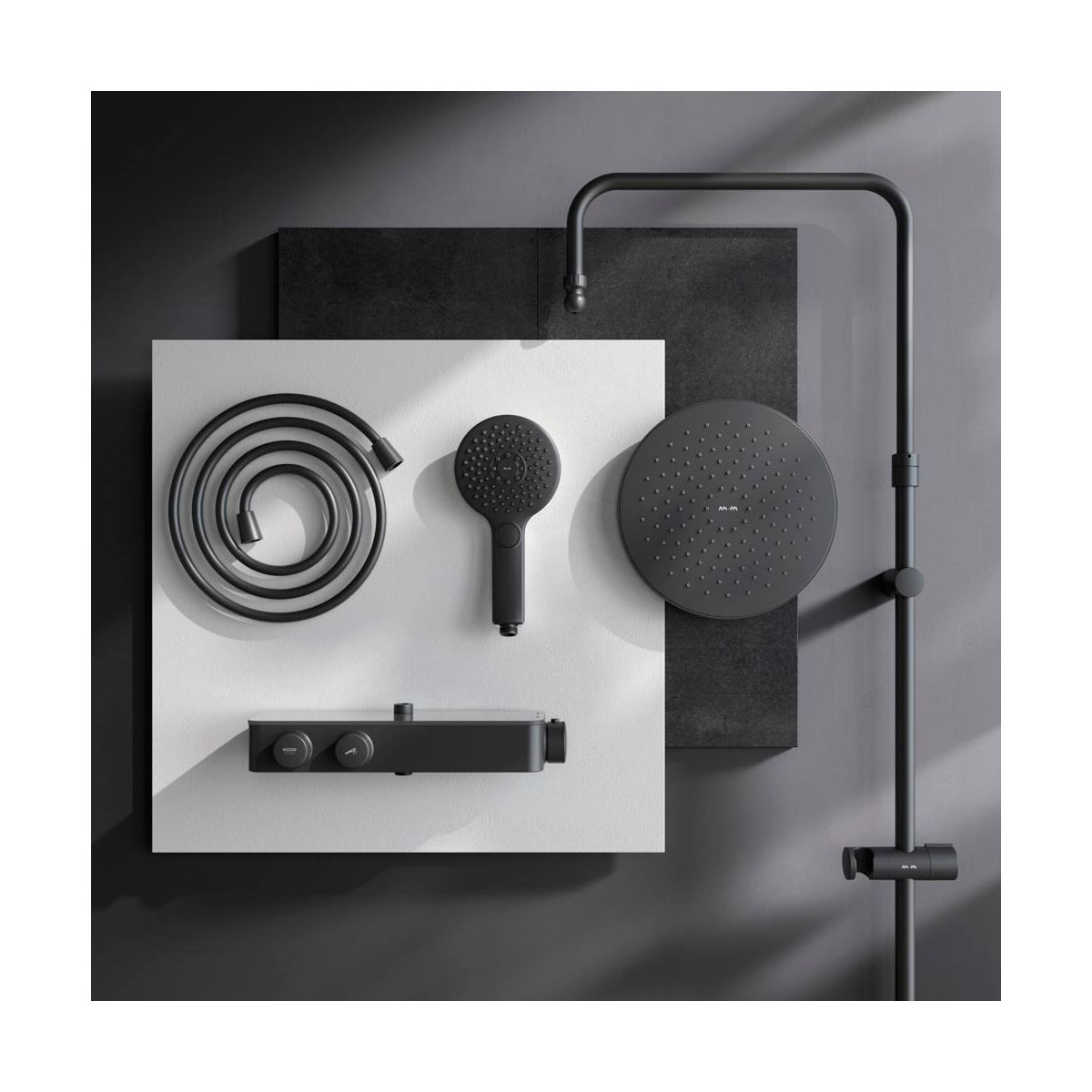 F0750A422 Inspire V2.0, душевая система, набор: см-ль д/душа с термостатом, верхний душ d 250 мм, ру