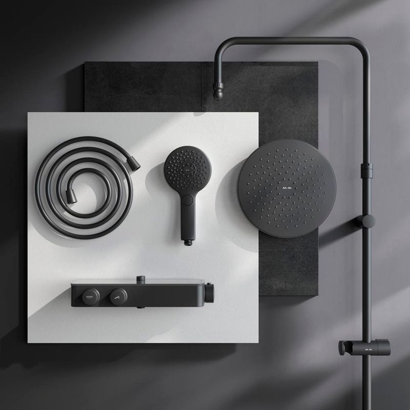 Душевая система AM.PM Inspire V2.0 F0750A422 черный матовый с термостатом
