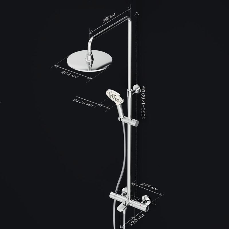 Душевас система AM.PM Like F0780564 хром с термостатом