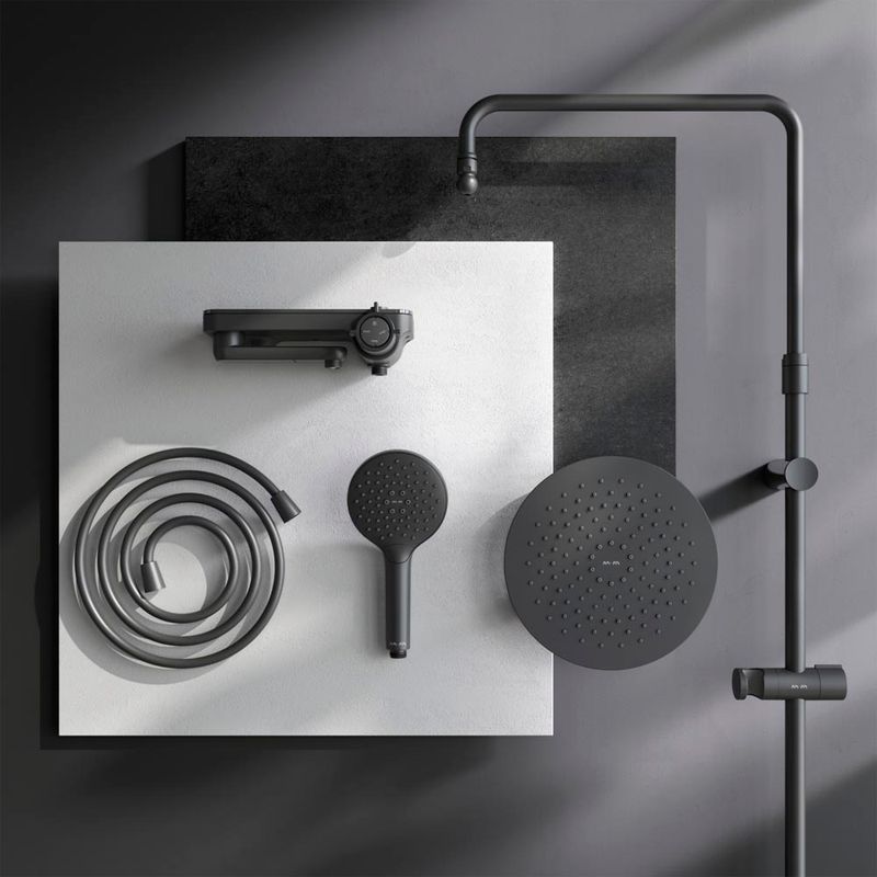 Душевая система AM.PM Like F0780722 со складным изливом черный матовый