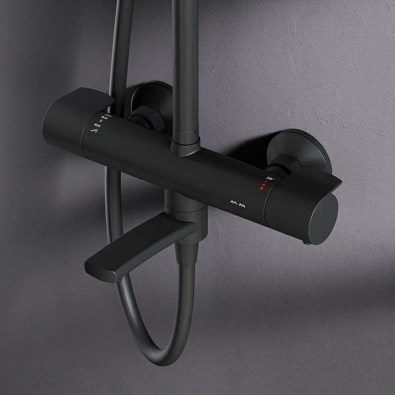 Душевая система с термостатом AM.PM X-Joy F0785A522 черный мат.