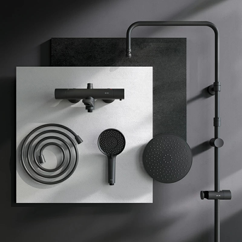 Душевая система AM.PM X-Joy F0785A522 черный матовый с термостатом