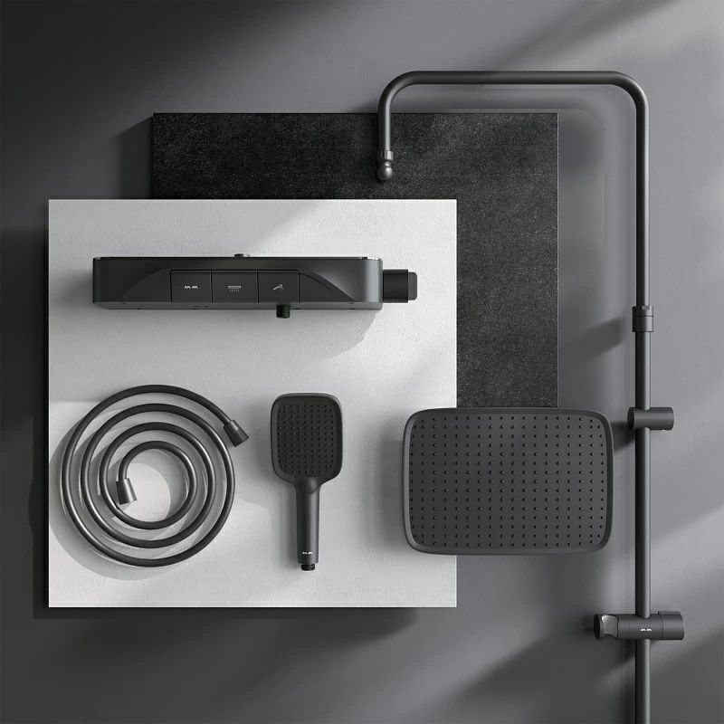Душевая система AM.PM Func F078F222 черный матовый с термостатом